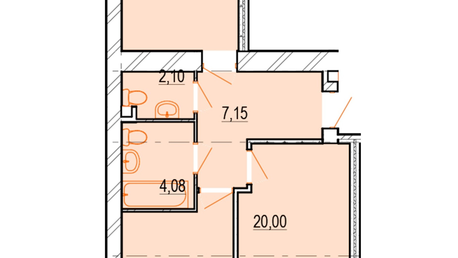 Планировка 2-комнатной квартиры в ЖК Старогородский 64.7 м², фото 549868