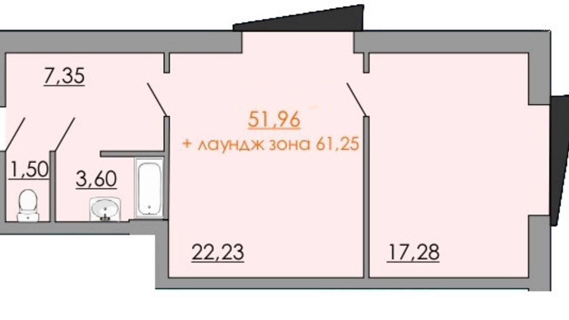 Планування 2-кімнатної квартири в ЖК Європейський квартал 72.71 м², фото 550064