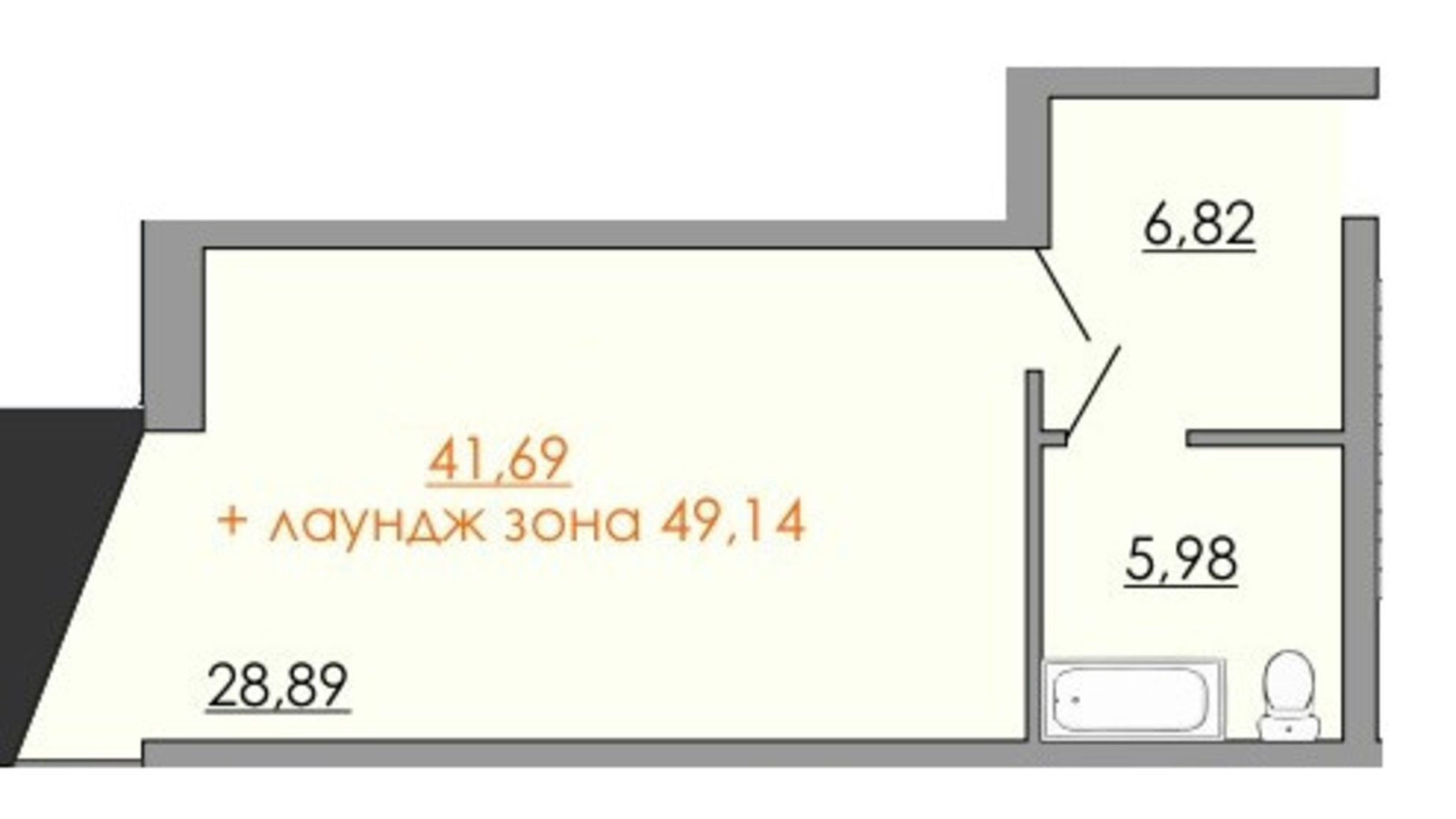 Планировка смарт квартиры в ЖК Европейский квартал 48.79 м², фото 550067