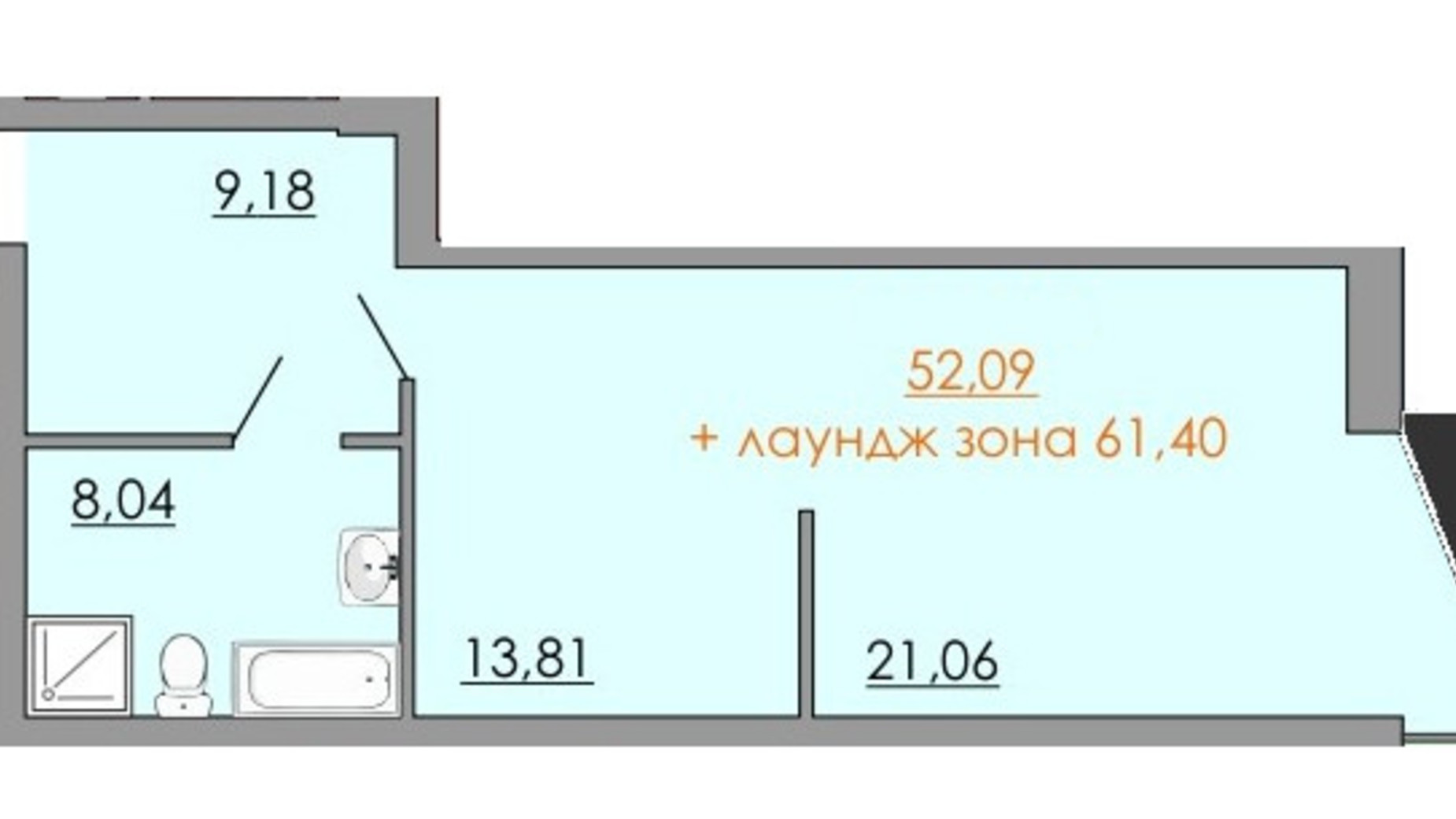 Планировка смарт квартиры в ЖК Европейский квартал 63.54 м², фото 550070