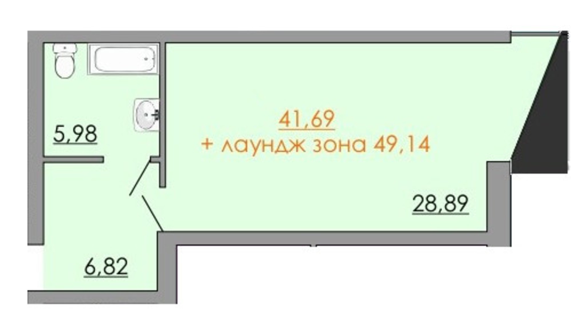 Планировка смарт квартиры в ЖК Европейский квартал 48.79 м², фото 550073