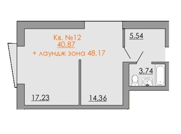 ЖК Европейский квартал: планировка 1-комнатной квартиры 48.79 м²