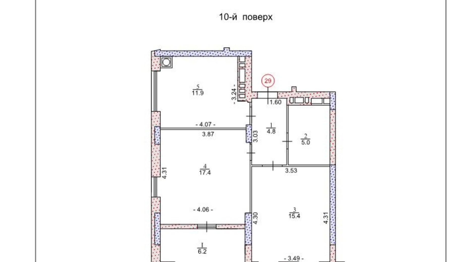 Планировка 2-комнатной квартиры в ЖК Адамант 60.7 м², фото 550087