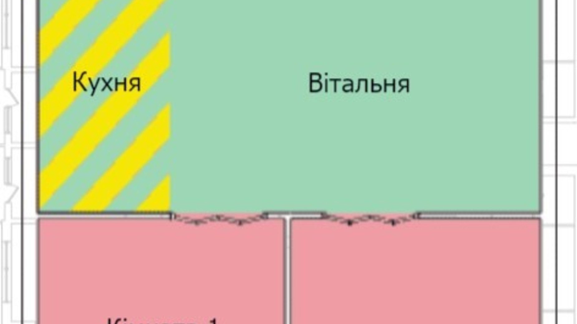 Планировка 1-комнатной квартиры в ЖК Киевский 53.93 м², фото 550095