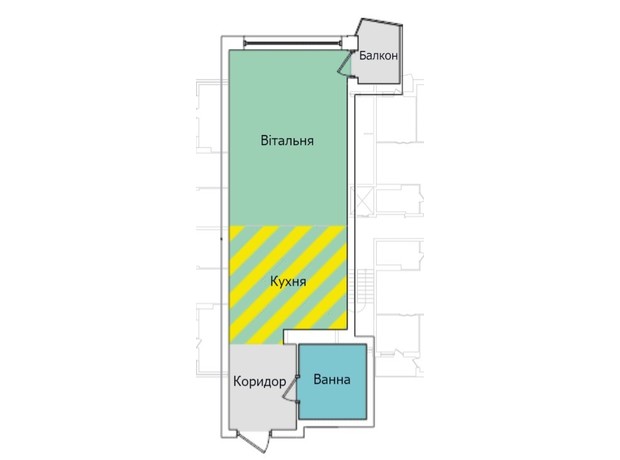 ЖК Киевский: планировка 1-комнатной квартиры 31.3 м²