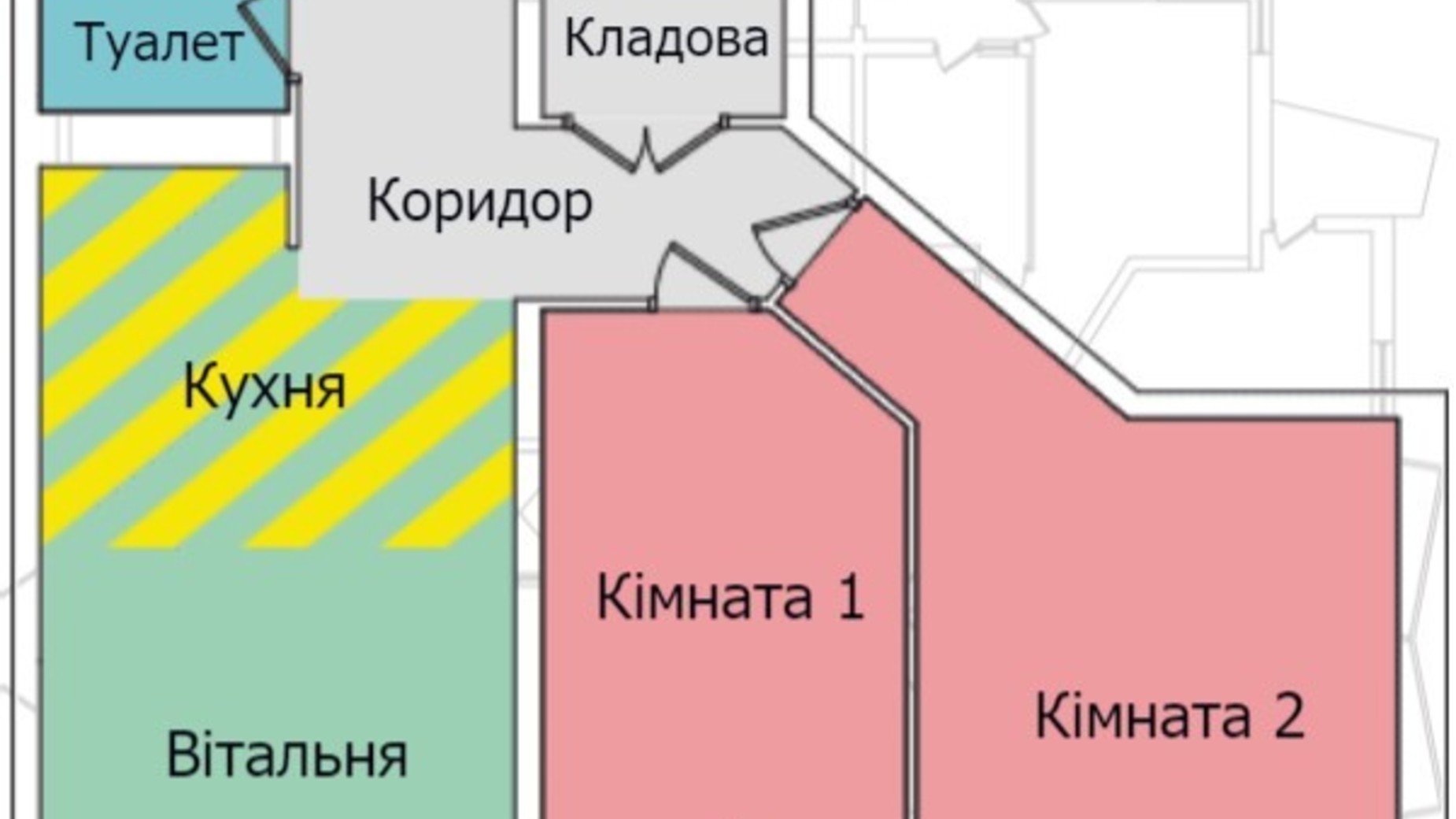 Планировка 2-комнатной квартиры в ЖК Киевский 70.5 м², фото 550116