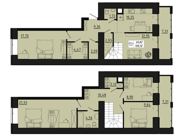 ЖК Freedom: планування 5-кімнатної квартири 133.12 м²