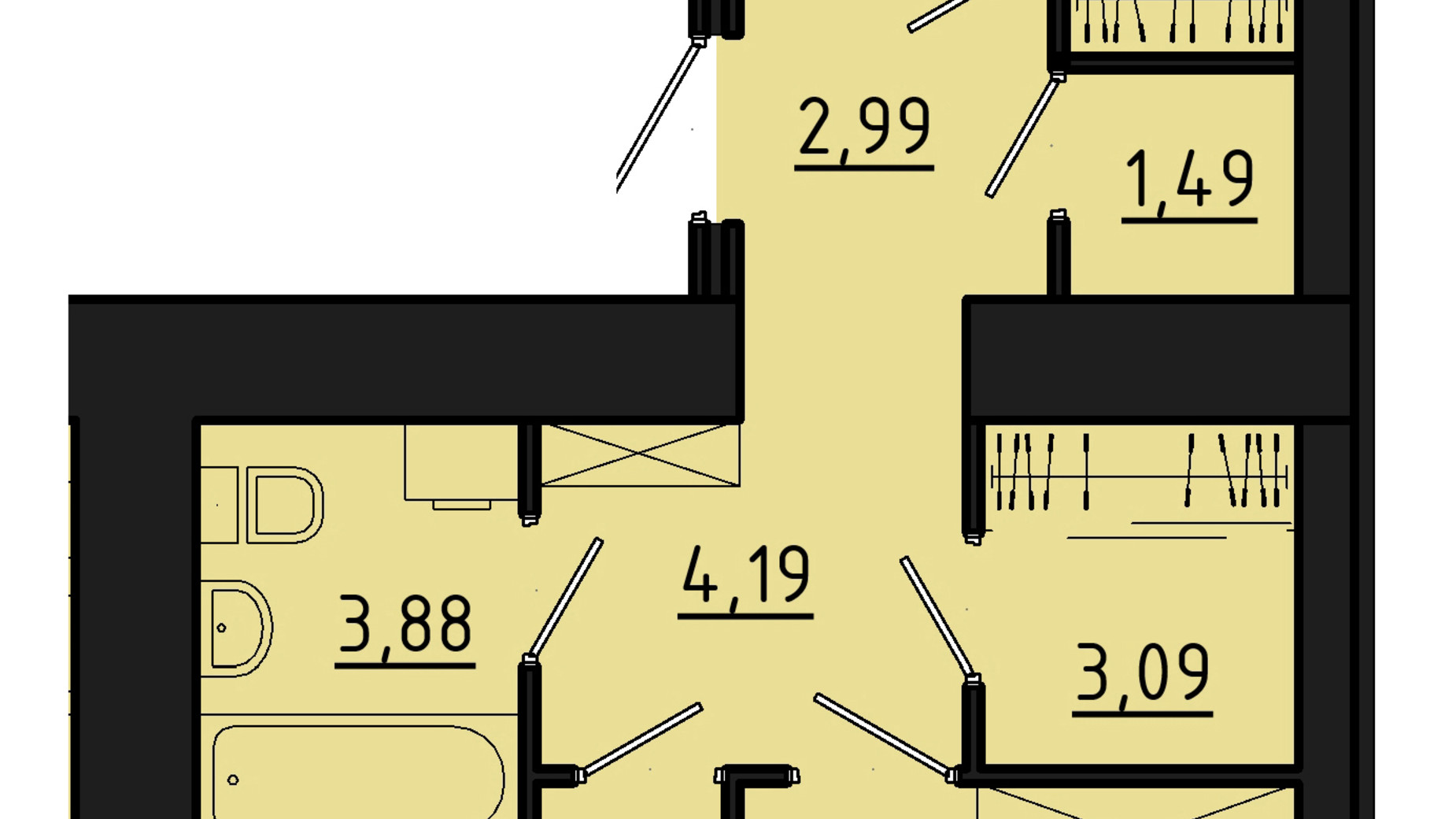 Планировка 2-комнатной квартиры в ЖК Freedom 63.88 м², фото 550156