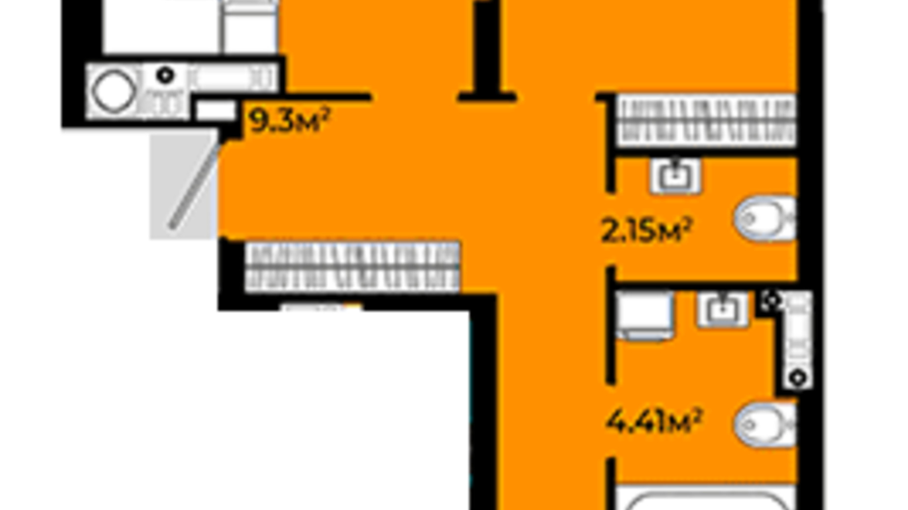 Планировка 2-комнатной квартиры в Жилой квартал Continent 69.56 м², фото 550459