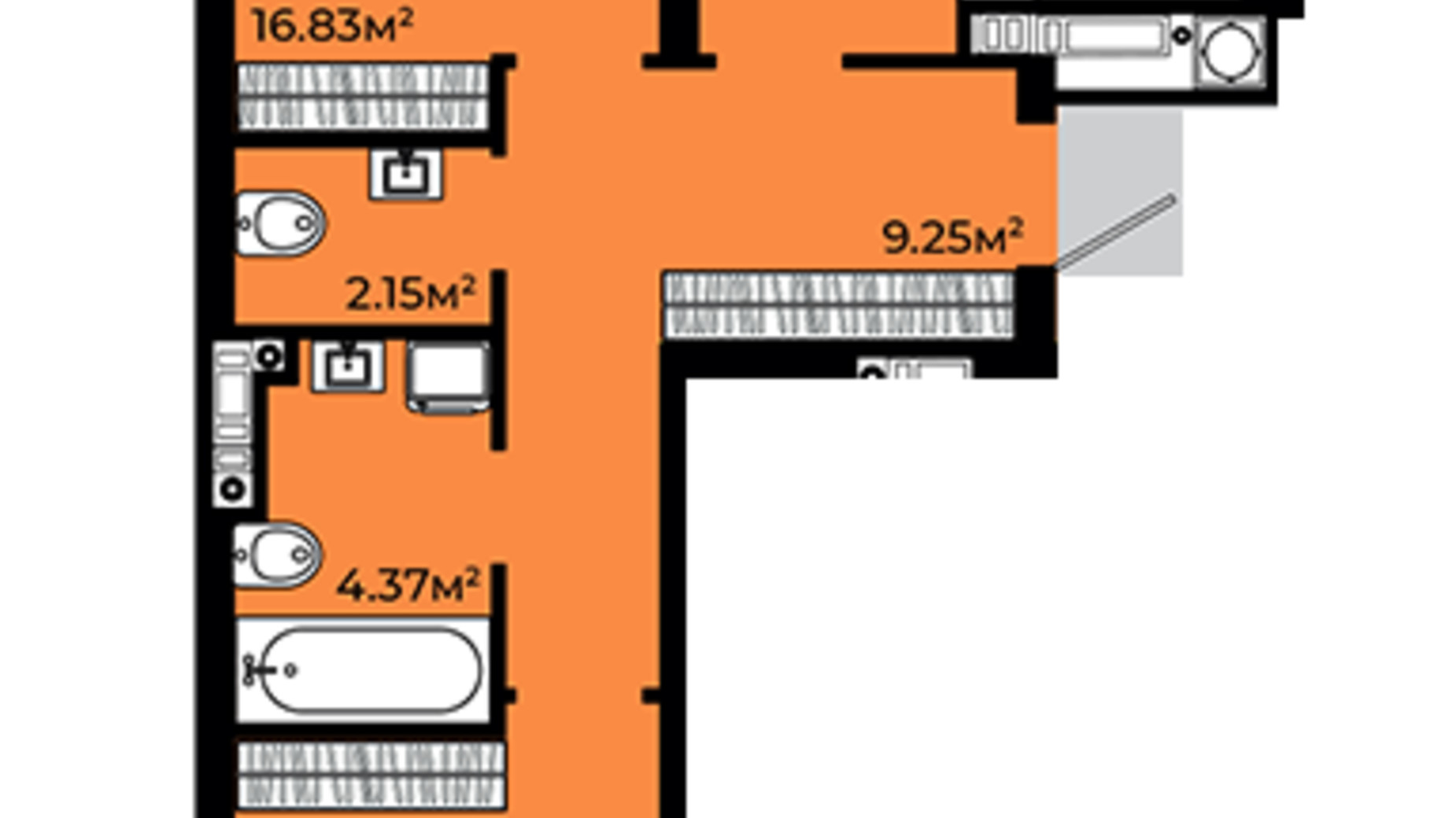 Планування 2-кімнатної квартири в Житловий квартал Continent 66.27 м², фото 550460