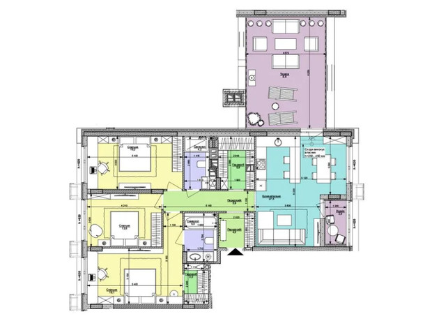 ЖК Файна Таун: планировка 3-комнатной квартиры 114.8 м²