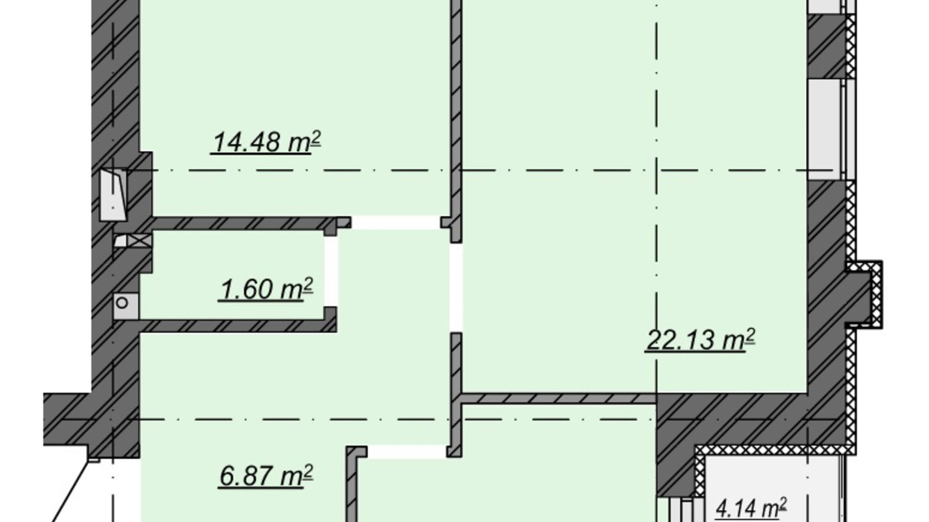 Планировка 2-комнатной квартиры в ЖК Олимп 61.36 м², фото 550521