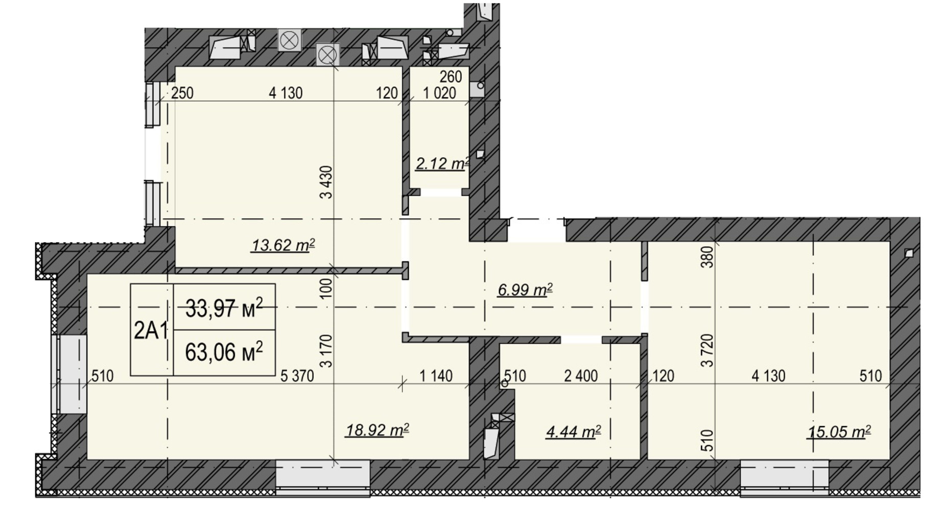 Планировка 2-комнатной квартиры в ЖК Олимп 63.06 м², фото 550523