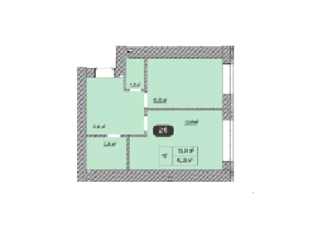 ЖК Олімп: планування 1-кімнатної квартири 40.38 м²