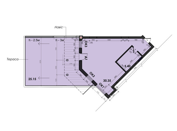 ЖК Avinion: планування 1-кімнатної квартири 60.9 м²