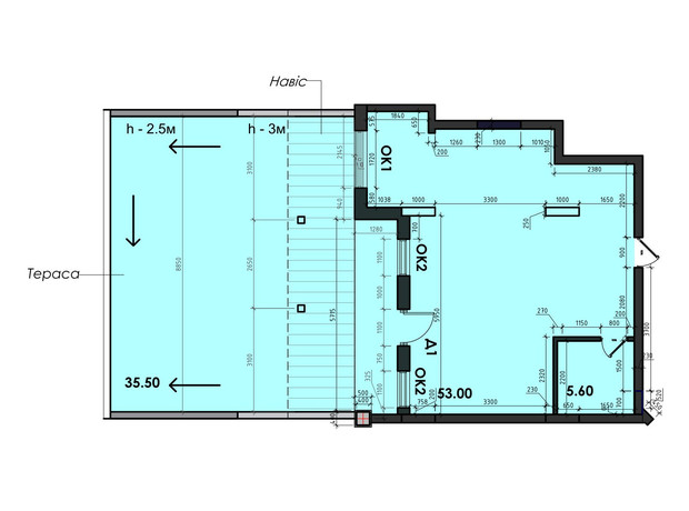 ЖК Avinion: планування 2-кімнатної квартири 94.1 м²