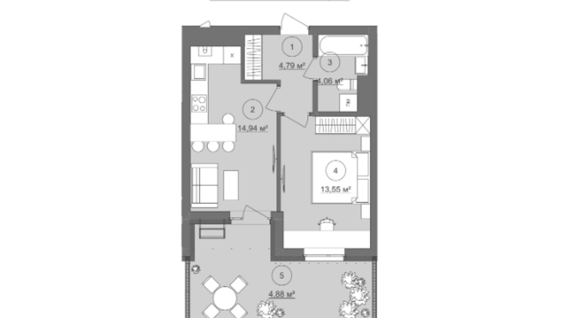 Планировка 1-комнатной квартиры в ЖК Well Home 42.22 м², фото 550768