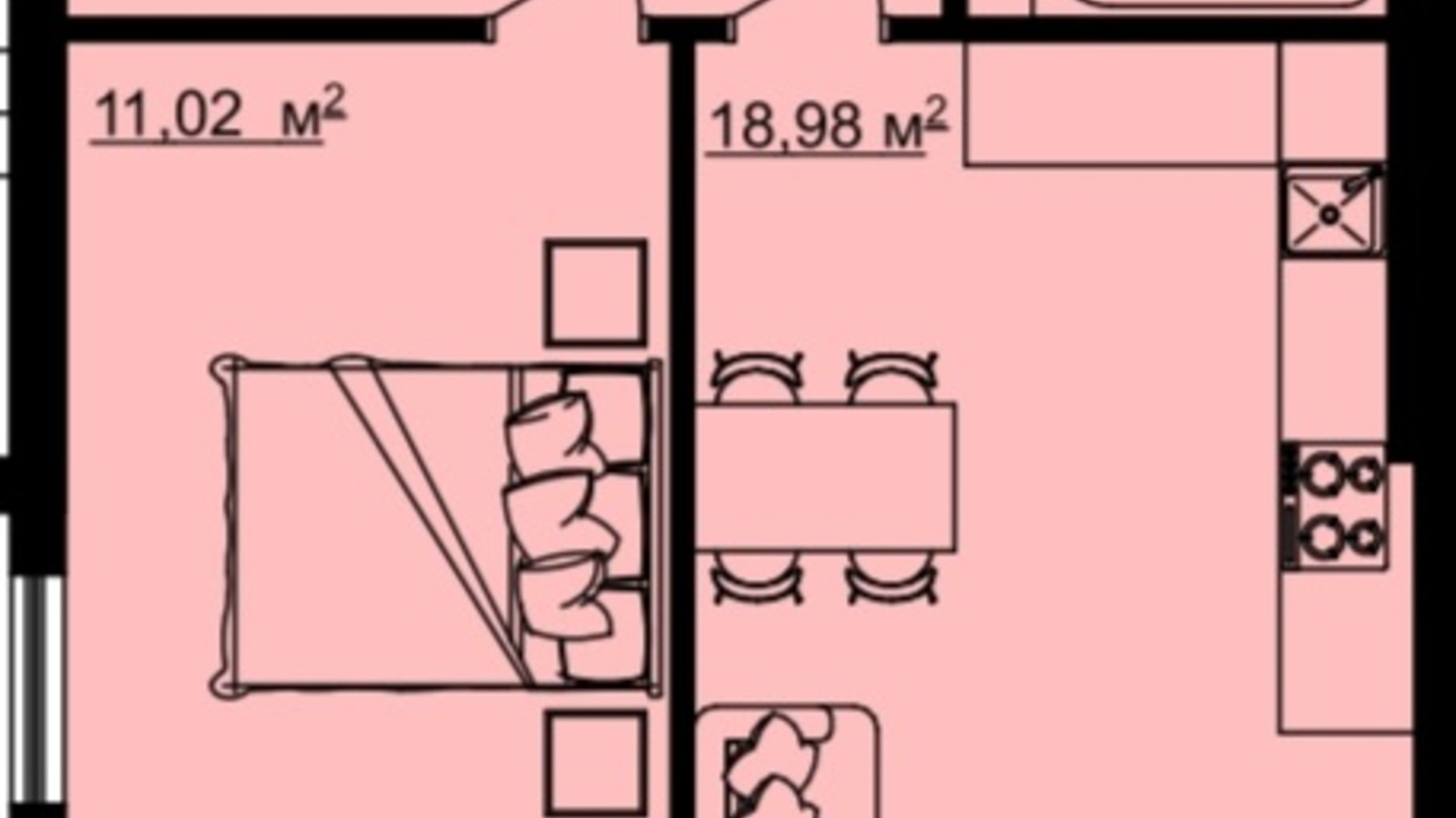 Планування 1-кімнатної квартири в ЖК На Острозького 41.85 м², фото 550789