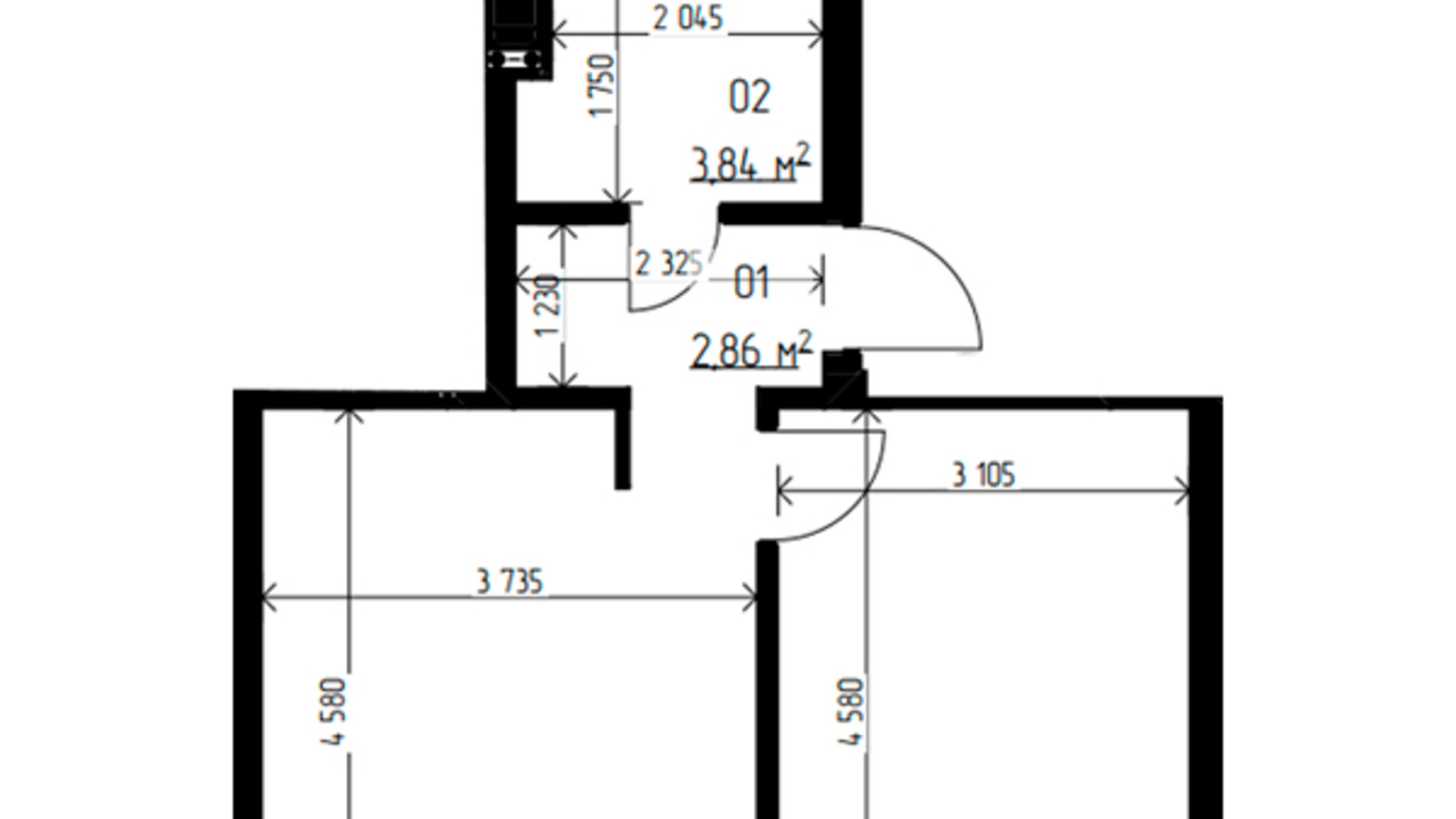 Планування 2-кімнатної квартири в ЖК Laketown 37.86 м², фото 551056