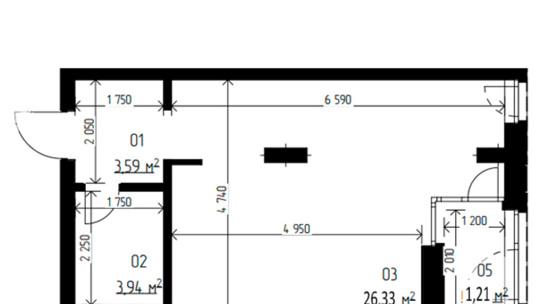 Планування 1-кімнатної квартири в ЖК Laketown 35.07 м², фото 551065