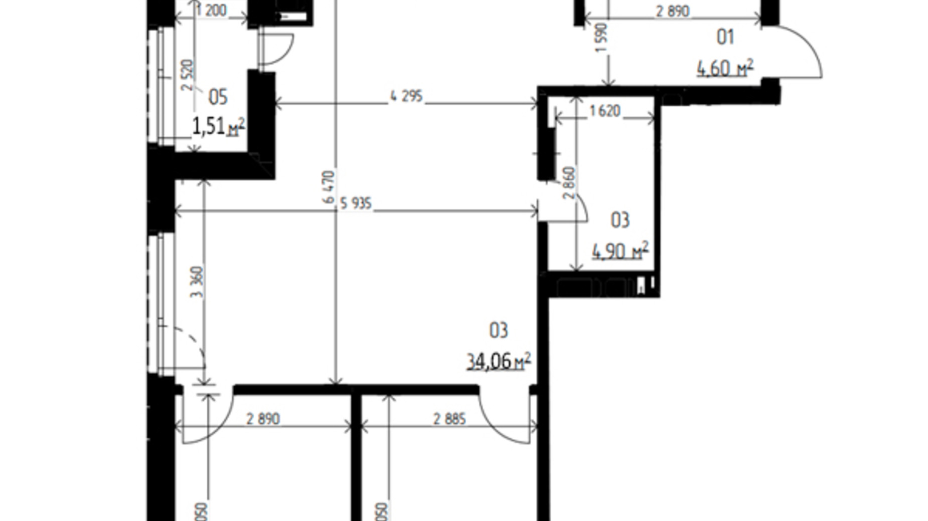 Планування 3-кімнатної квартири в ЖК Laketown 68.35 м², фото 551066