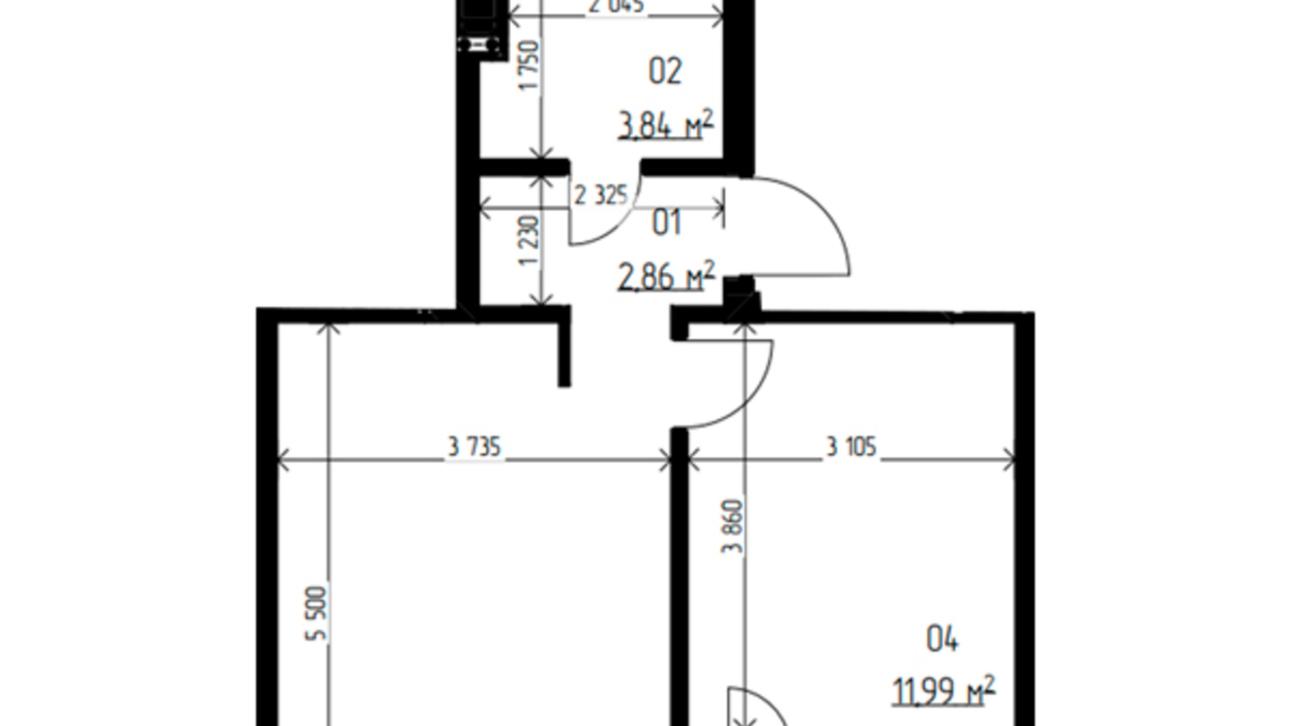 Планування 2-кімнатної квартири в ЖК Laketown 40.75 м², фото 551068