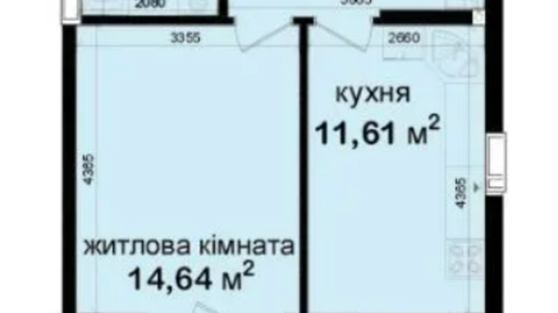 Планировка 1-комнатной квартиры в ЖК Кришталеві джерела 37.49 м², фото 551087