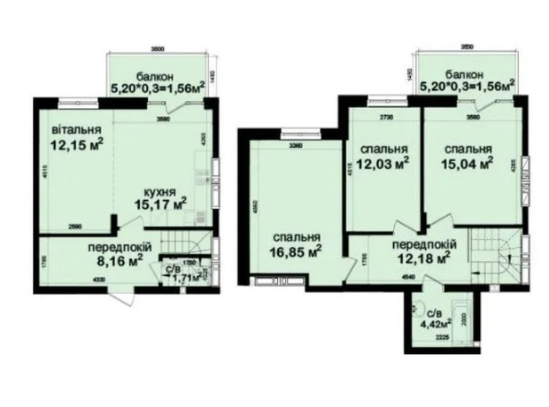 ЖК Кришталеві джерела: планировка 4-комнатной квартиры 100.83 м²