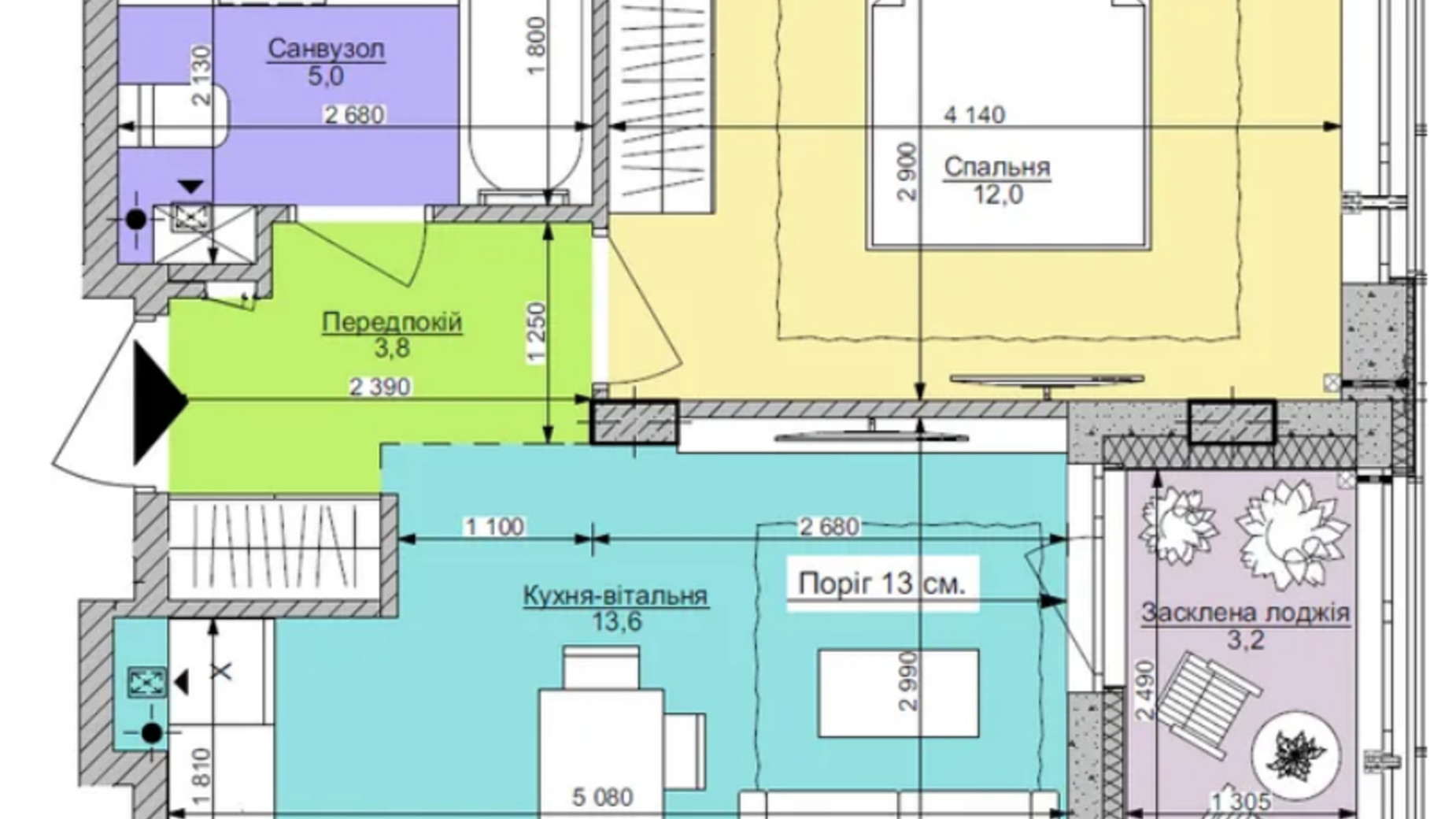 Планування 1-кімнатної квартири в ЖК Respublika 37.6 м², фото 551429