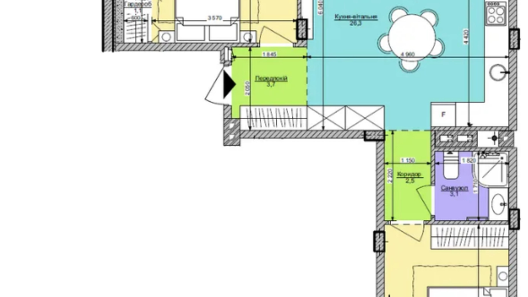 Планировка 2-комнатной квартиры в ЖК Respublika 73.3 м², фото 551439
