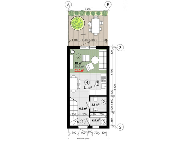 Таунхаус New Smart 12 Лавина: планировка 4-комнатной квартиры 87.8 м²