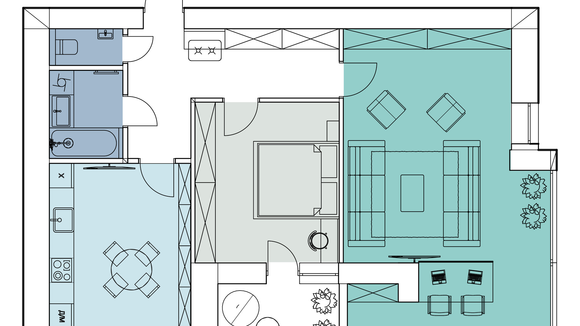 Планировка 2-комнатной квартиры в ЖК Comfort House 82.4 м², фото 551558