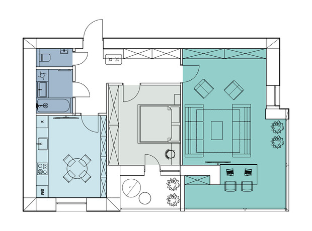 ЖК Comfort House: планировка 2-комнатной квартиры 82.4 м²