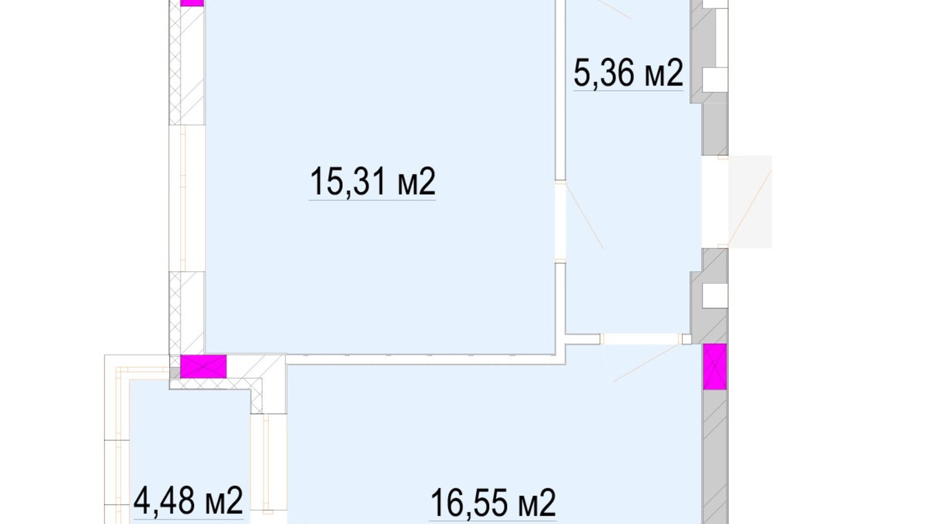 Планировка 1-комнатной квартиры в ЖК Родинний Маєток 46.13 м², фото 551742