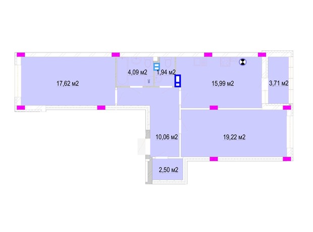 ЖК Родинний Маєток: планировка 2-комнатной квартиры 72.19 м²