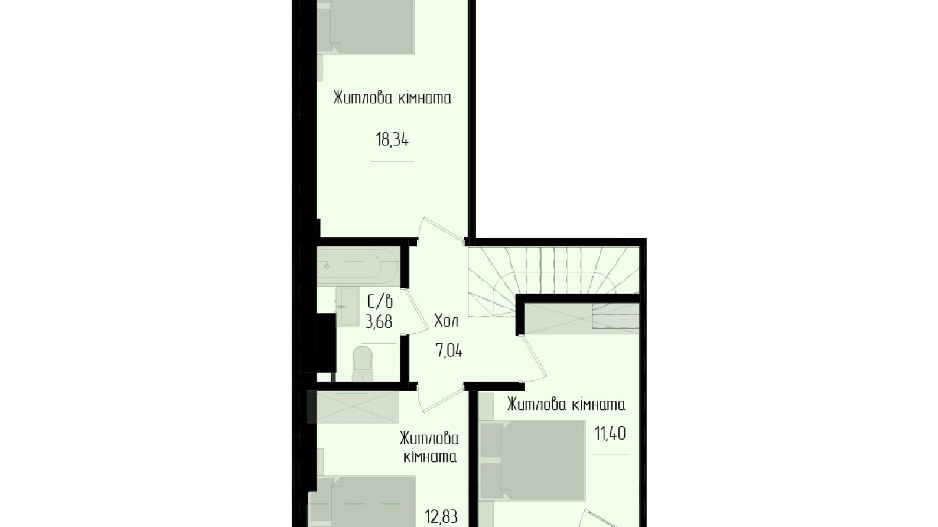 Планировка много­уровневой квартиры в ЖК Научный 111.33 м², фото 551799