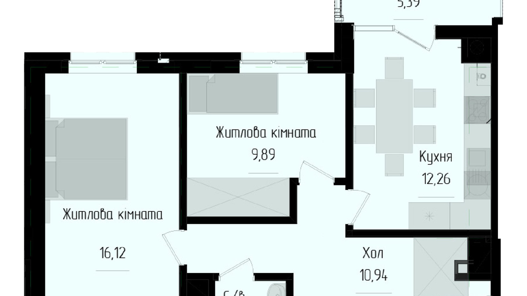 Планування багато­рівневої квартири в ЖК Науковий 93.39 м², фото 551804