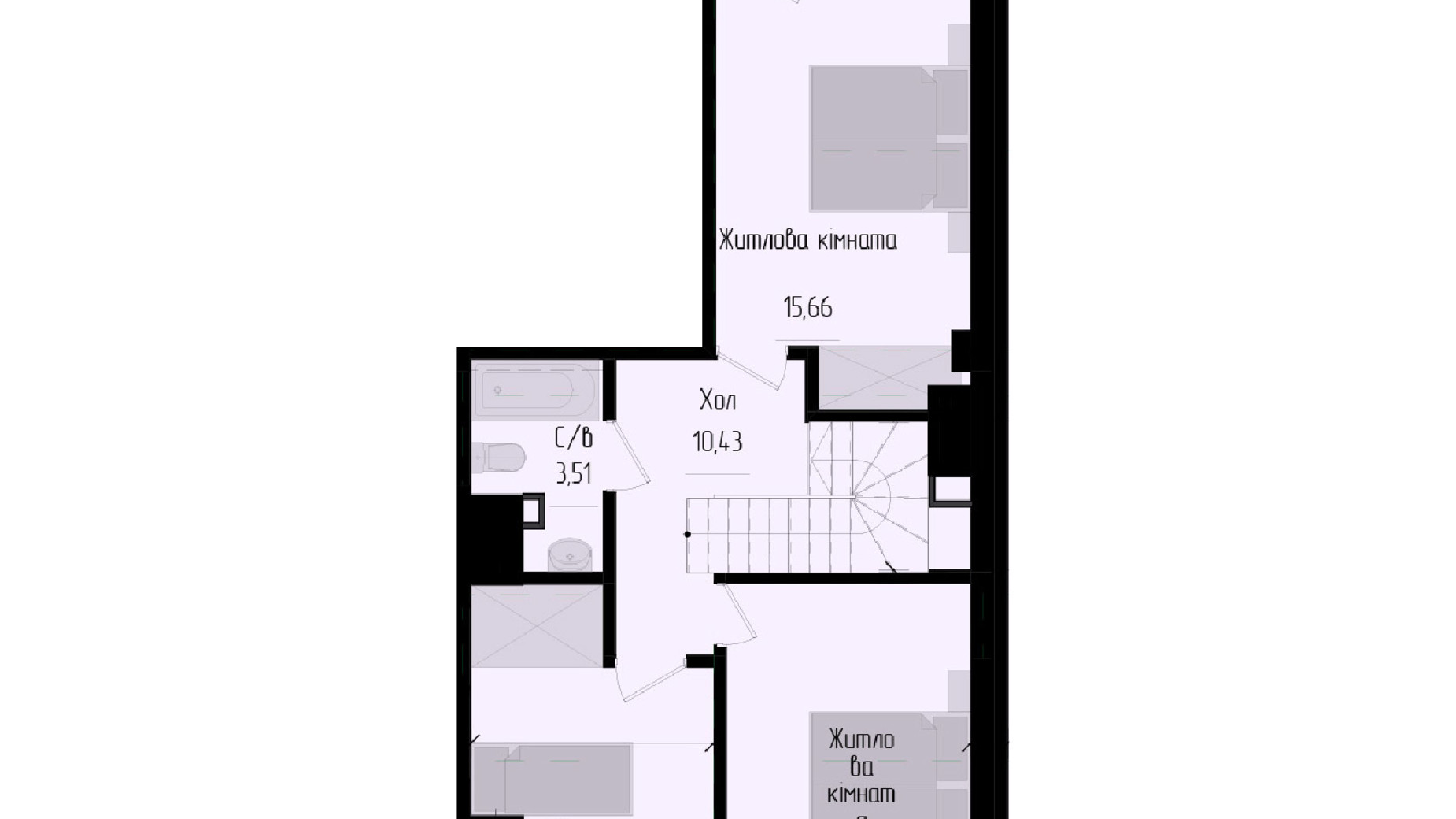 Планировка много­уровневой квартиры в ЖК Научный 99.05 м², фото 551808