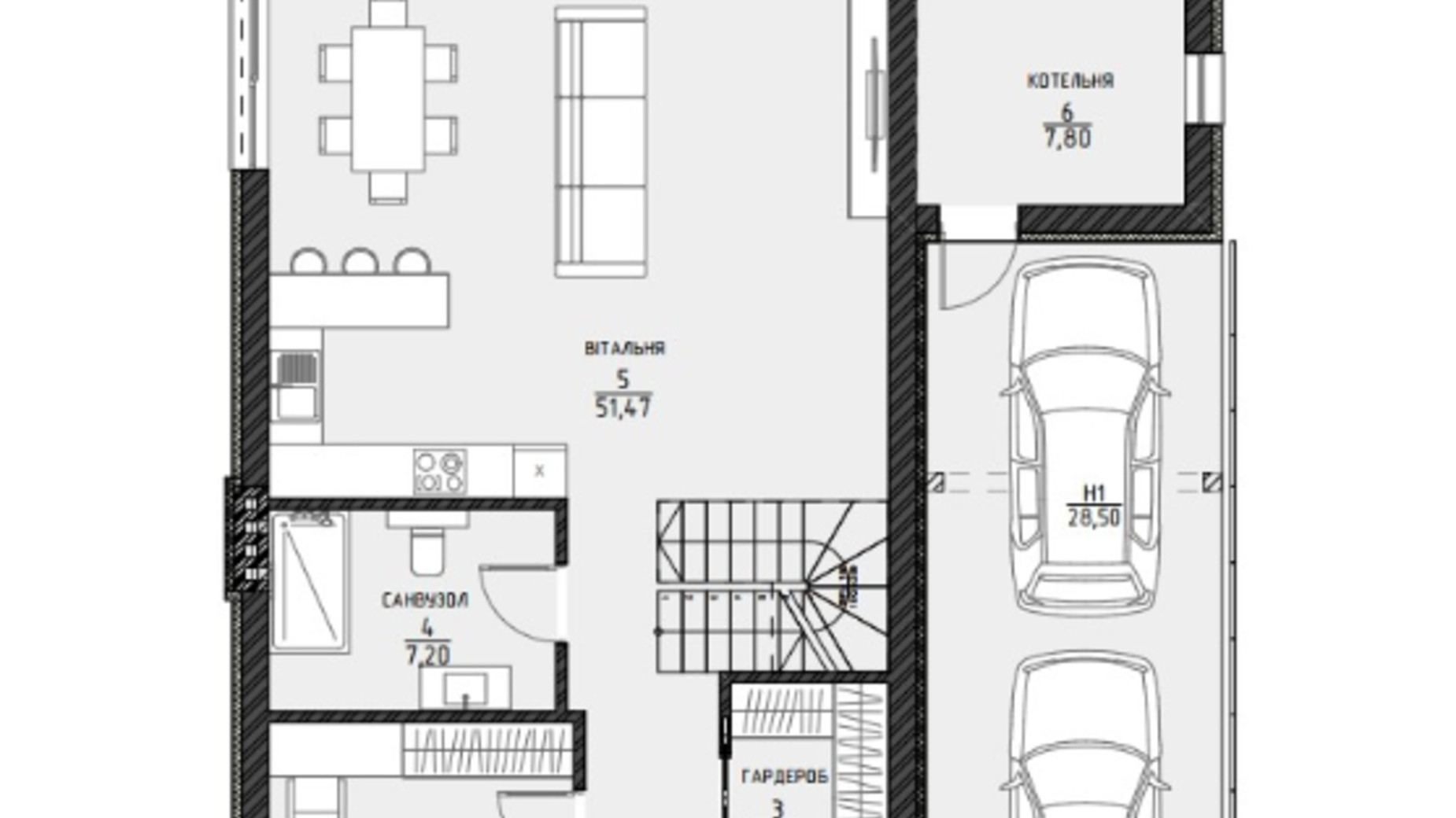 Планировка коттеджа в КГ BritanHouse 227 м², фото 551956