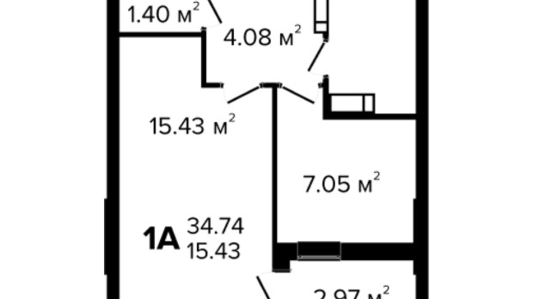 Планування 1-кімнатної квартири в ЖК Irpin City 47.5 м², фото 552038