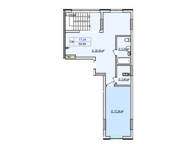 ЖК Irpin City: планировка 2-комнатной квартиры 64.25 м²