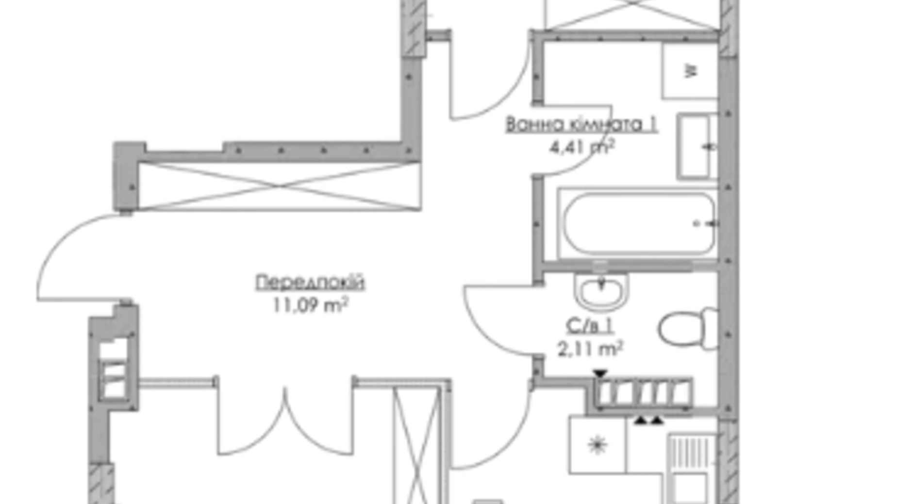 Планування 2-кімнатної квартири в ЖК O2 Residence 71.9 м², фото 552147