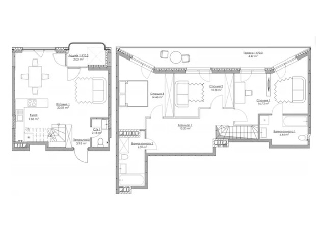 ЖК O2 Residence: планування 4-кімнатної квартири 110.06 м²