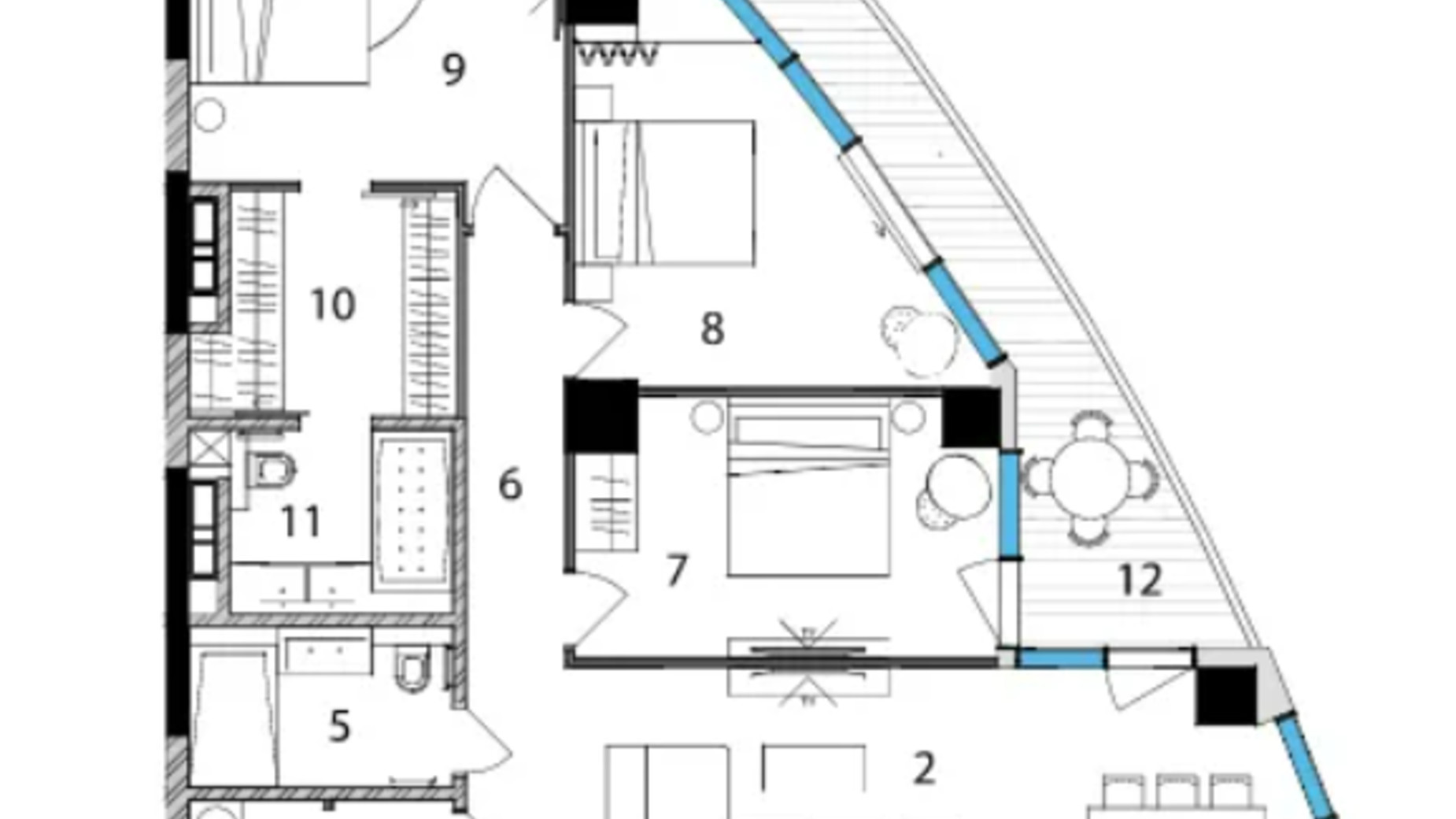 Планування 3-кімнатної квартири в ЖК Taryan Towers 124 м², фото 552652