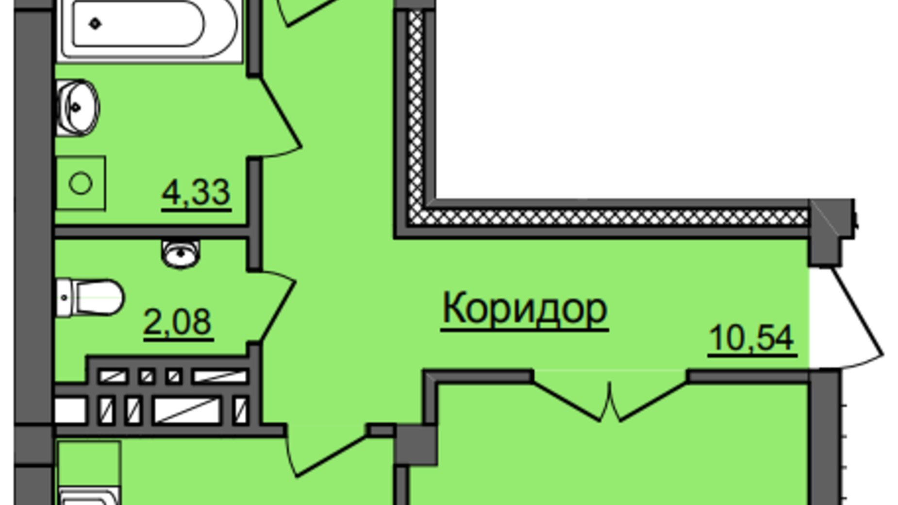 Планування 2-кімнатної квартири в ЖК Хмельницький 70.2 м², фото 552707