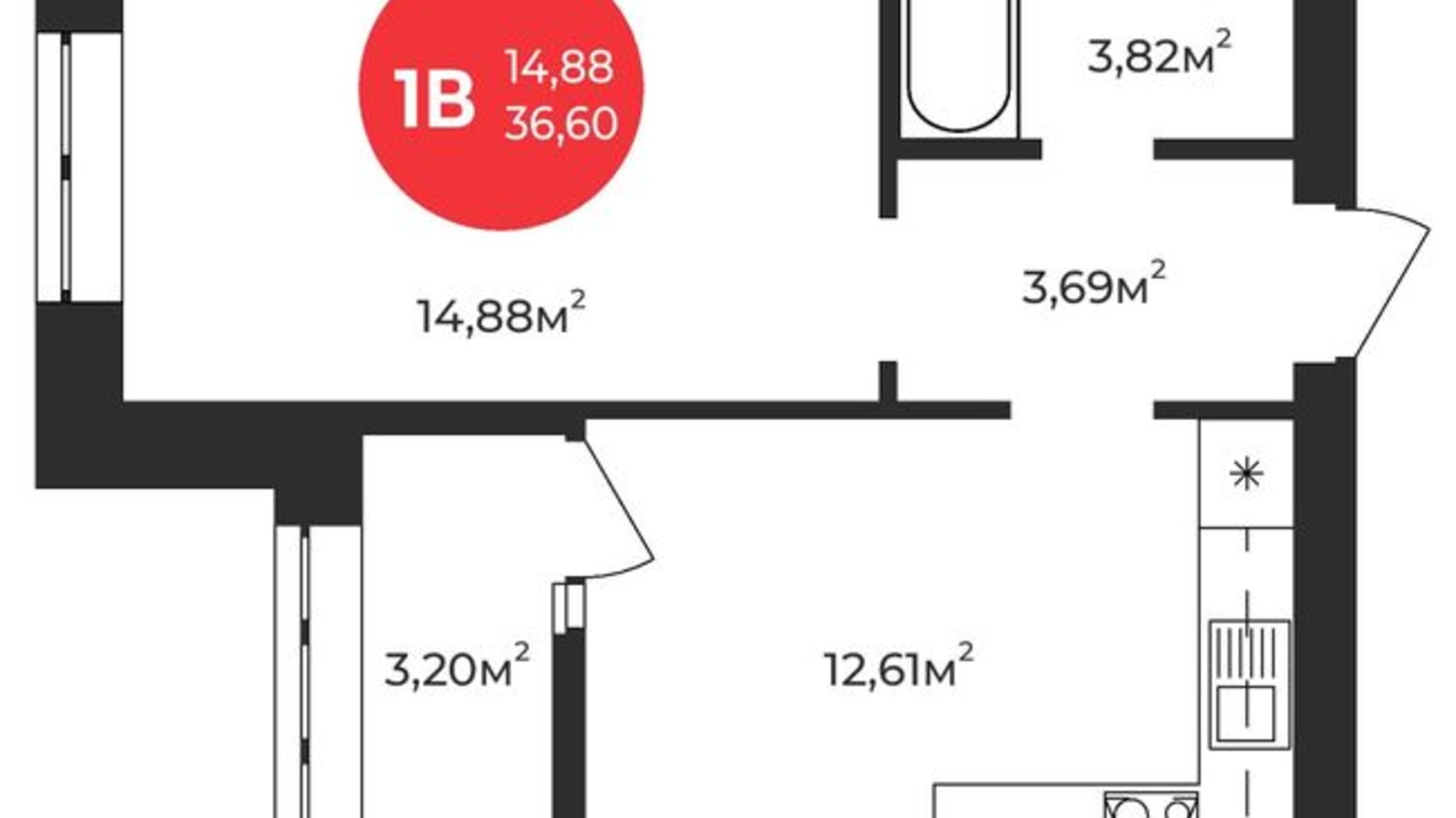 Планировка квартиры студии в ЖК Молодость 36.3 м², фото 552928