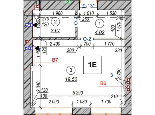 ЖК Молодость: планировка 1-комнатной квартиры 27.19 м²