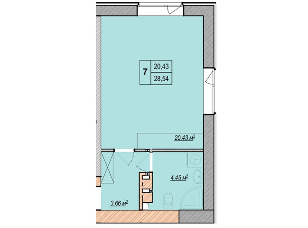 ЖК Liberty Park: планировка 1-комнатной квартиры 28.54 м²