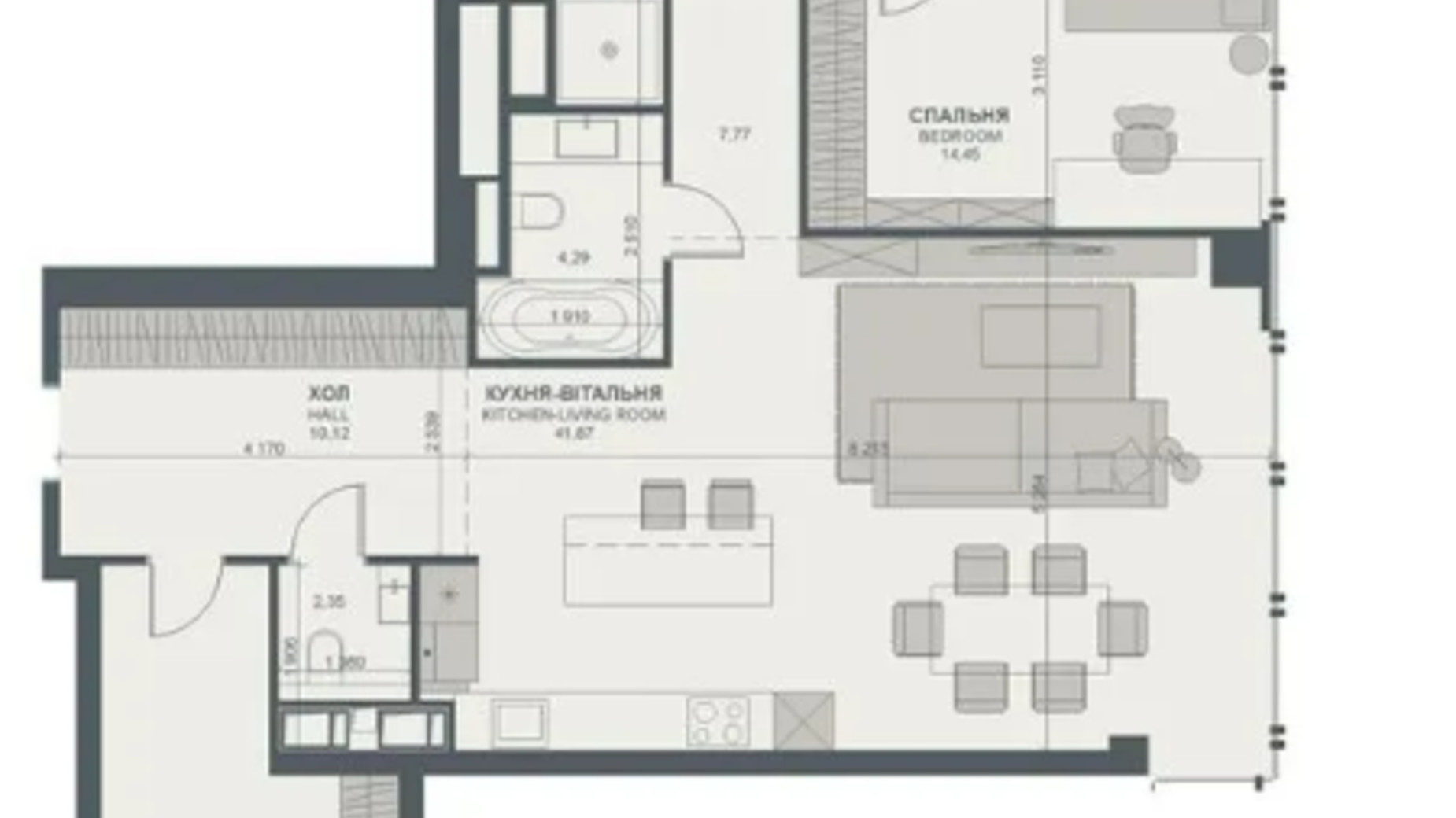 Планировка 3-комнатной квартиры в ЖК Triiinity 150.92 м², фото 553007
