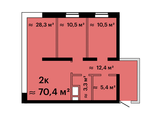 ЖК Sea View: планировка 2-комнатной квартиры 69.2 м²